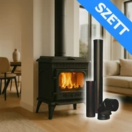 Klasszikus, szabadon álló öntöttvas tüzelésű kályha / WENTOREX Bolzano 14 kW + 3 db füstcső szett
