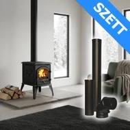 Klasszikus, szabadon álló öntöttvas tüzelésű kályha / WENTOREX Lugano 8 kW + 3 db füstcső szett