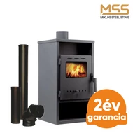 Acéllemez fatüzelésű kályha + 3 db füstcső szett 7 kW szürke