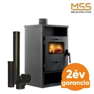 Acéllemez fatüzelésű kályha + 3 db füstcső szett 9 kW szürke