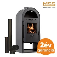 Acéllemez fatüzelésű kályha + 3 db füstcső szett B 7 kW szürke