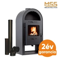 Acéllemez fatüzelésű kályha + 3 db füstcső szett 5 kW szürke