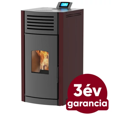 Kép 1/5 - RUBYNOR ONYX HYDRO 12 vízteres agri pellet tüzelésű kályha (12,2 kW - bordó)