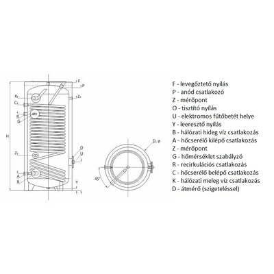 Kép 4/4 - SUNSYSTEM SWP N 200 indirekt használati meleg víz tartály hőszivattyúhoz (200 liter) - 1 hőcserélővel