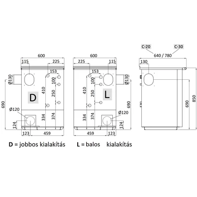 Kép 14/15 - SENKO C-30 vízteres fatüzelésű sparherd kazán, tűzhely (35 kW / Krém)