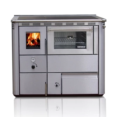 Kép 2/15 - SENKO C-25 vízteres fatüzelésű sparherd kazán, tűzhely beépített sütővel (25 kW / Bordó)