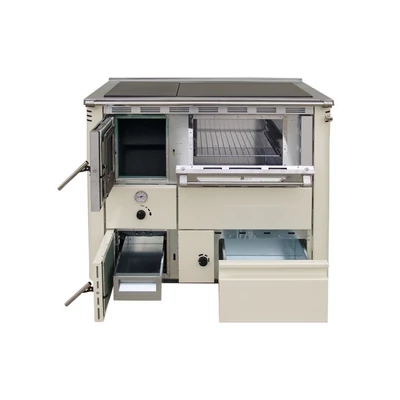 Kép 8/15 - SENKO C-25 vízteres fatüzelésű sparherd kazán, tűzhely beépített sütővel (25 kW / Bordó)