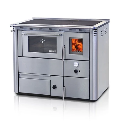 Kép 2/15 - SENKO C-35 vízteres fatüzelésű sparherd kazán, tűzhely beépített sütővel (35 kW / Krém)