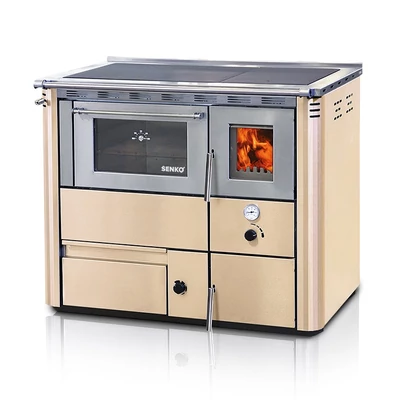 Kép 4/15 - SENKO C-35 vízteres fatüzelésű sparherd kazán, tűzhely beépített sütővel (35 kW / Krém)
