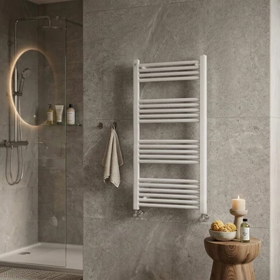 Kép 2/6 - WENTOREX Tolla Central 600/1200 vízteres, törölközőszárító radiátor (fehér - 600 mm)