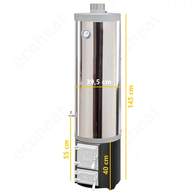 Kép 7/10 - MSS FM INOX 120 fatüzelésű acél vízmelegítő - 120 literes rozsdamentes tartállyal / 7,5 kW-os tűztérrel