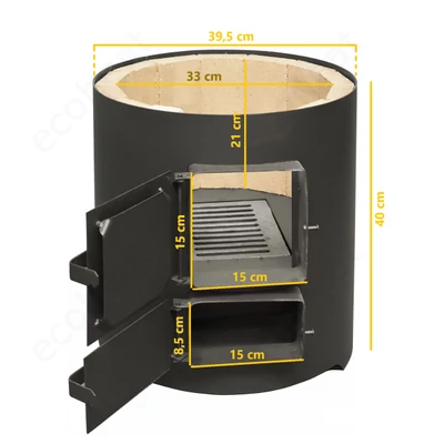 Kép 8/10 - MSS FM INOX 120 fatüzelésű acél vízmelegítő - 120 literes rozsdamentes tartállyal / 7,5 kW-os tűztérrel