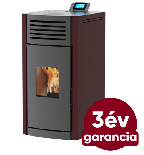 RUBYNOR ONYX HYDRO 12 vízteres agri pellet tüzelésű kályha (12,2 kW - bordó)