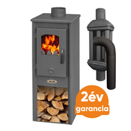 BLIST Ekonomik Lux LM N acél lemez fatüzelésű kályha szett 2. (5-7 kW sötét szürke)