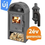 BLIST B10 acél lemez fatüzelésű kályha szett 2. (7-9 kW kalyha és 3 db-os hőfokozó füstcső készlet)