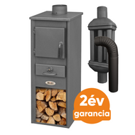 BLIST EKONOMIK LM acél lemez fatüzelésű kályha  szett 2. (5-7 kW sötét szürke  és  3 db-os hőfokozó füstcső készlet )
