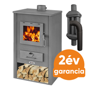 BLIST B1 EKO acél lemez fatüzelésű kályha szett 1. (7-9 kW sötét szürke és  3 db-os alap füstcső készlet)