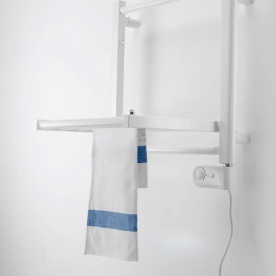 Kép 4/8 - Deltacalor PAPILLON 150 Watt elektromos törölközőszárítós radiátor - nyitható radiátor taggal (fehér)