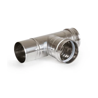 Kép 4/6 - 90 fokos, 80 mm-es rozsdamentes pellet kályha füstcső &quot;T&quot; idom