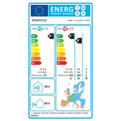Kép 13/13 - WENTOREX Colorado 18 WiFi klíma - energiacímke
