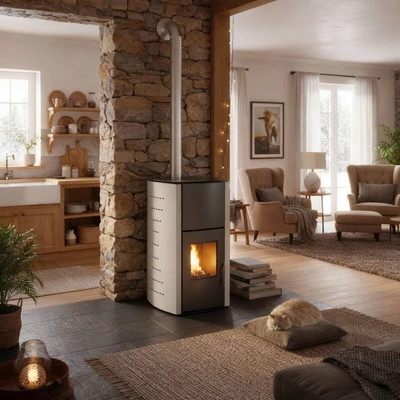 Kép 2/9 - WENTOREX Como PS-H 18 vízteres pellet kályha (18 kW / bordó)