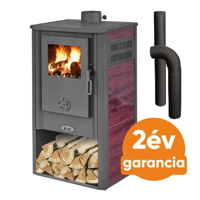 Kép 1/3 - BLIST KONZUL LM acél lemez fatüzelésű kályha szett 1. (7-9 kW kályha és 3 db-os alap füstcső készlet)