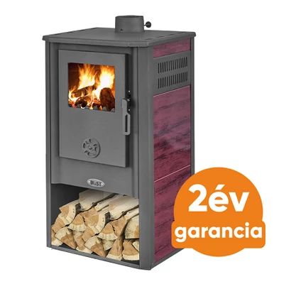Kép 1/2 - BLIST KONZUL LM acél lemez fatüzelésű kályha (7-9 kW sötét szürke - bordó)