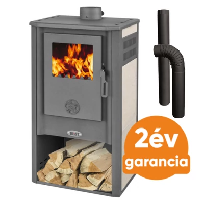 Kép 1/3 - BLIST KONZUL LM acél lemez fatüzelésű kályha szett 1. (7-9 kW kályha és 3 db-os alap füstcső készlet)