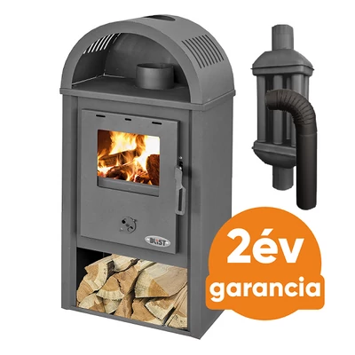 Kép 1/4 - BLIST B10 acél lemez fatüzelésű kályha szett 2. (7-9 kW kalyha és 3 db-os hőfokozó füstcső készlet)