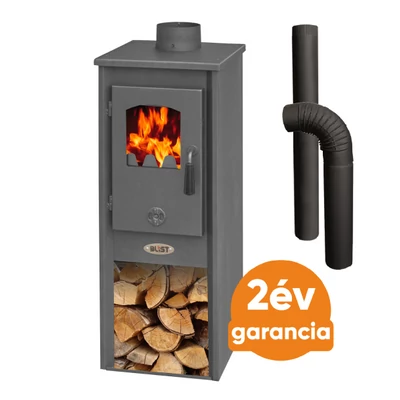 Kép 1/3 - BLIST Ekonomik Lux LM N acél lemez fatüzelésű kályha szett 1. (5-7 kW sötét szürke)