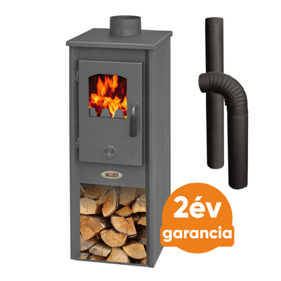BLIST Ekonomik Lux LM N acél lemez fatüzelésű kályha szett 1. (5-7 kW sötét szürke)