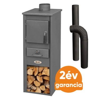 Kép 1/3 - BLIST EKONOMIK LM acél lemez fatüzelésű kályha  szett 1. (5-7 kW sötét szürke  és  3 db-os alap füstcső készlet )