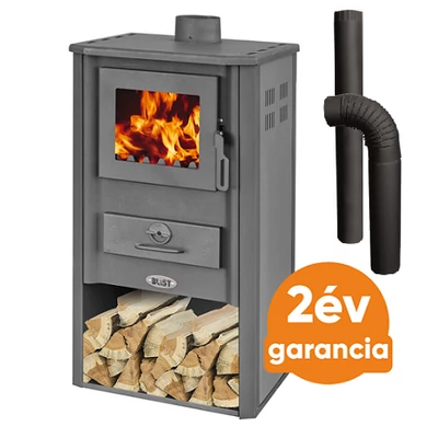 Kép 1/3 - Blist OGANJ LM N acél lemez fatüzelésű kályha szett 1 ( 7-9 kW sötét szürke)