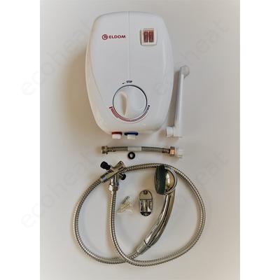 ELDOM Beta 7 fürdőszobai elektromos átfolyós vízmelegítő kádtöltő csappal és tusolófejjel (6,5 kW) szállított részegységek
