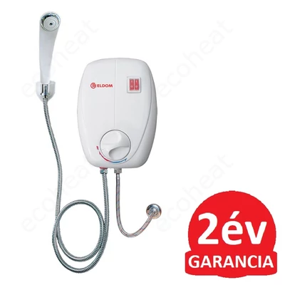 Kép 1/6 - ELDOM Beta 7 fürdőszobai elektromos átfolyós vízmelegítő tusolófejjel (6,5 kW)