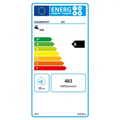 Kép 5/5 - ELDOM E41 konyhai elektromos átfolyós vízmelegítő (3,5 kW) energia hatékonysági cimke