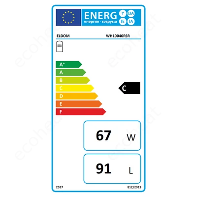 Kép 2/4 - Eldom Green Line SR100 fekvő - fali indirekt HMV tartály - energiacímke