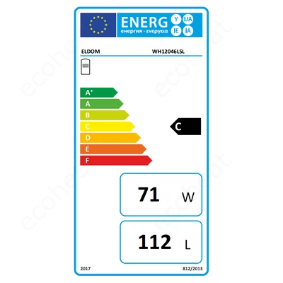 Kép 2/4 - Eldom Green Line SL120 fekvő - fali indirekt HMV tartály - energiacímke