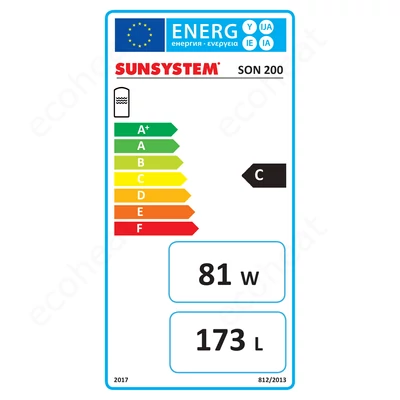 Kép 2/7 - Sunsystem SON 200 indirekt HMV tartály - energiacímke