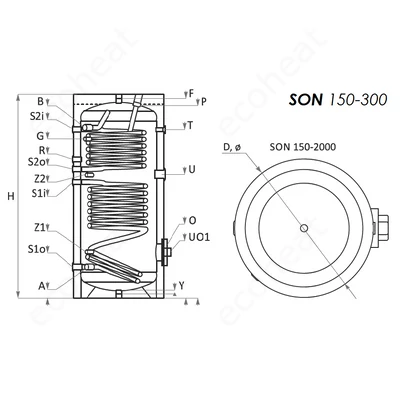 Kép 5/7 - Sunsystem SON 200 indirekt HMV tartály - műszaki rajz