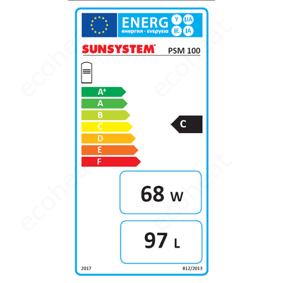 Sunsystem PSM 100 hűtési és fűtési puffer tartály - energiacímke
