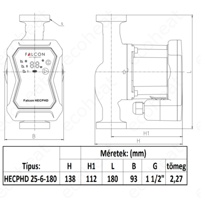 FALCON HECPHD 32-10-180 keringető szivattyú