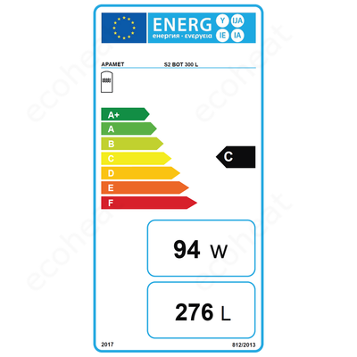 APAMET S2 BOT 300 indirekt HMV tartály - energiacímke