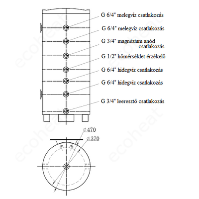 FALCON HPB INOX hűtési és fűtési puffer tartály 3 kw-os fűtőbetéttel