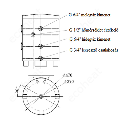 FALCON HPB INOX hűtési és fűtési puffer tartály 3 kw-os fűtőbetéttel