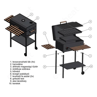 Kép 5/6 - MSS Premium FM Plus Grill fedeles grillsütő állvány (67 x 40 cm)