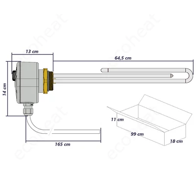 Kép 3/3 - UNIVAL elektromos fűtőbetét 9kW - beépített termosztáttal (6/4" / 400V / galvanizált)