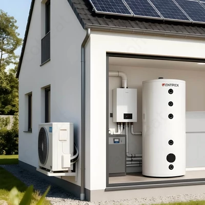 Kép 2/8 - WENTOREX Red HP-IBe 200 INOX hűtési és fűtési puffer tartály hőszivattyúhoz (200 liter / 3 kW)