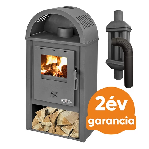 BLIST B10 acél lemez fatüzelésű kályha szett 2. (7-9 kW kalyha és 3 db-os hőfokozó füstcső készlet)
