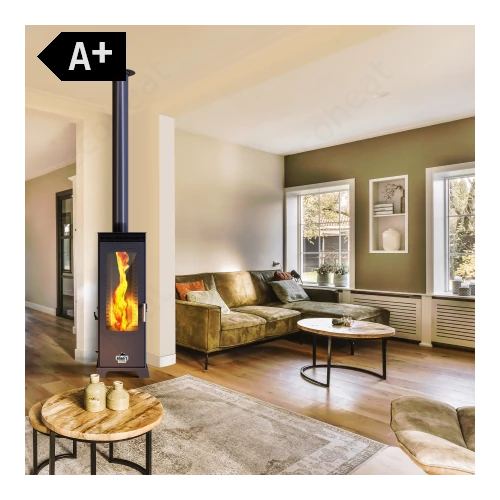BABA'S Stove FLAME Plus FAN 12 fa- és pellet tüzelésű, hibrid kályha ventilátorral (6-12 kW - acéllemez)